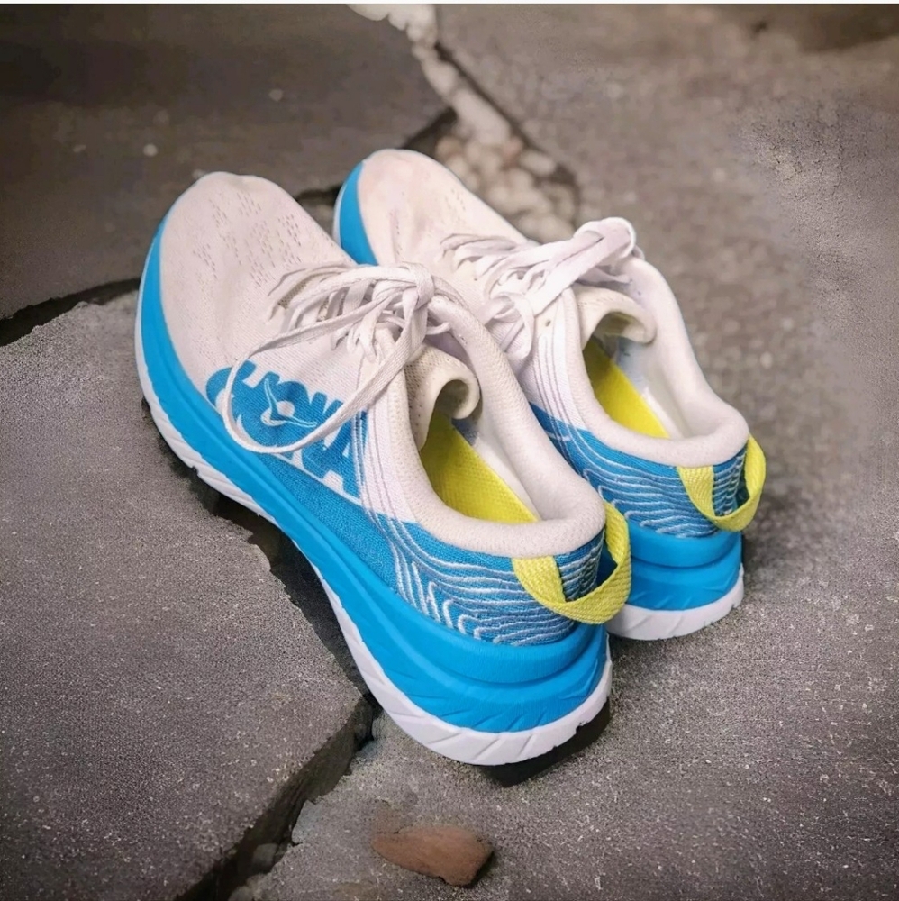 White Hoka sneakers